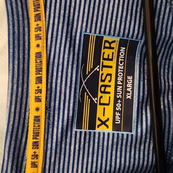 X-Caster Striped Blue UPF 50+ Long Sleeve Athletic Shirt - Picture 2 of 3